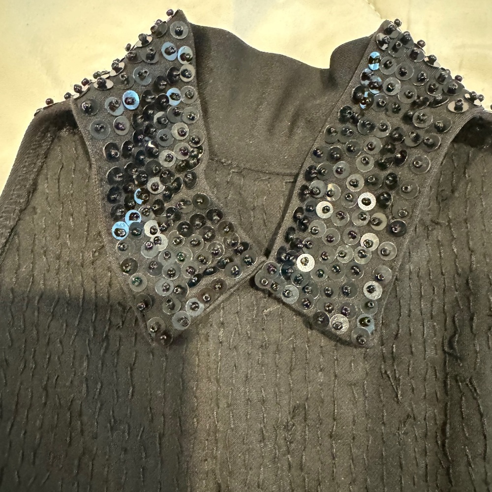 Cache Black Sequin Halter Top Size S - image 4